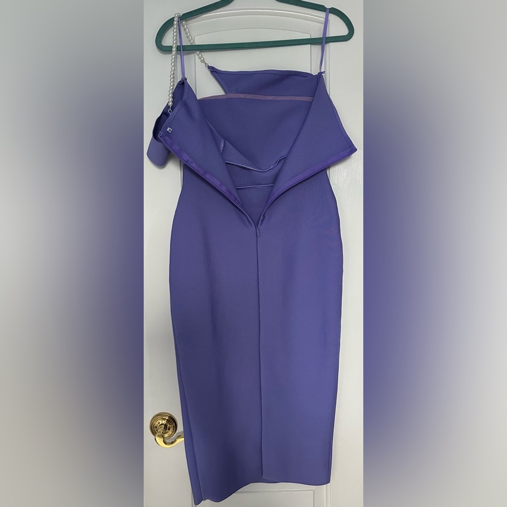 SHEIN Purple Off the Shoulder Pearl Bodycon Stretchy Midi Dress Women’s Medium - Picture 6 of 9